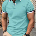 Men's Casual Summer T-Shirt - Short Sleeve, Solid Color, Fashion   OAXG Lake Blue / FR S