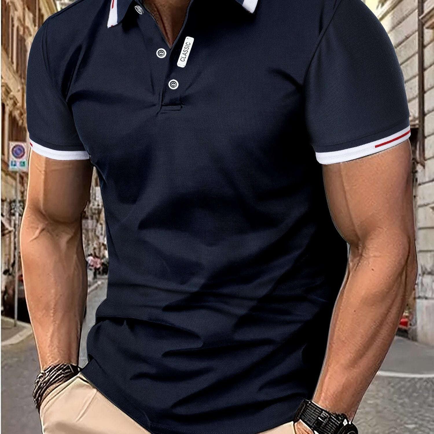 Men's Casual Summer T-Shirt - Short Sleeve, Solid Color, Fashion   OAXG Lake Blue / FR S