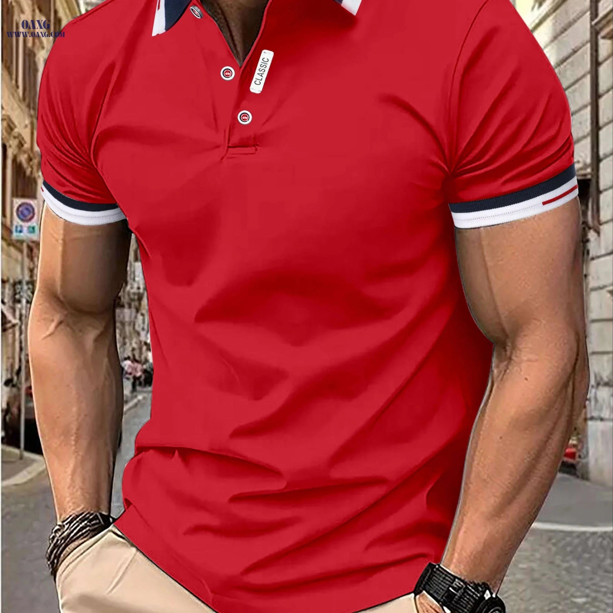 Men's Casual Summer T-Shirt - Short Sleeve, Solid Color, Fashion   OAXG 