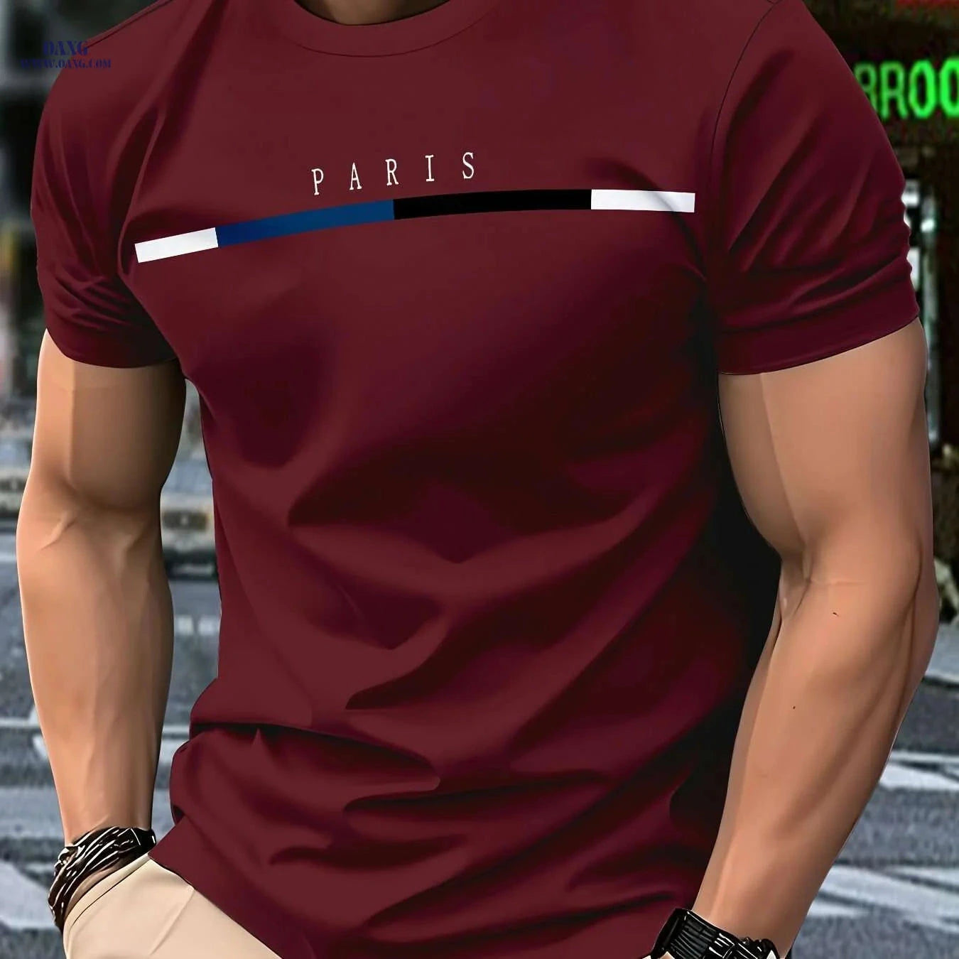 Men’s Casual Summer T-Shirt - Soft Stretch Polyester, Crew Neck   OAXG 