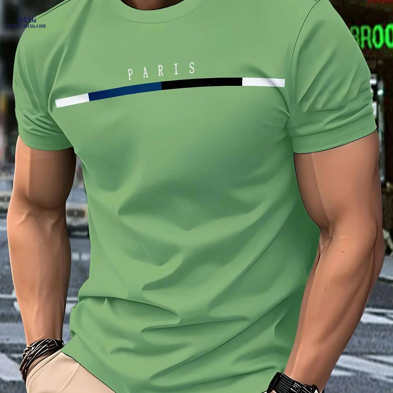 Men’s Casual Summer T-Shirt - Soft Stretch Polyester, Crew Neck   OAXG 