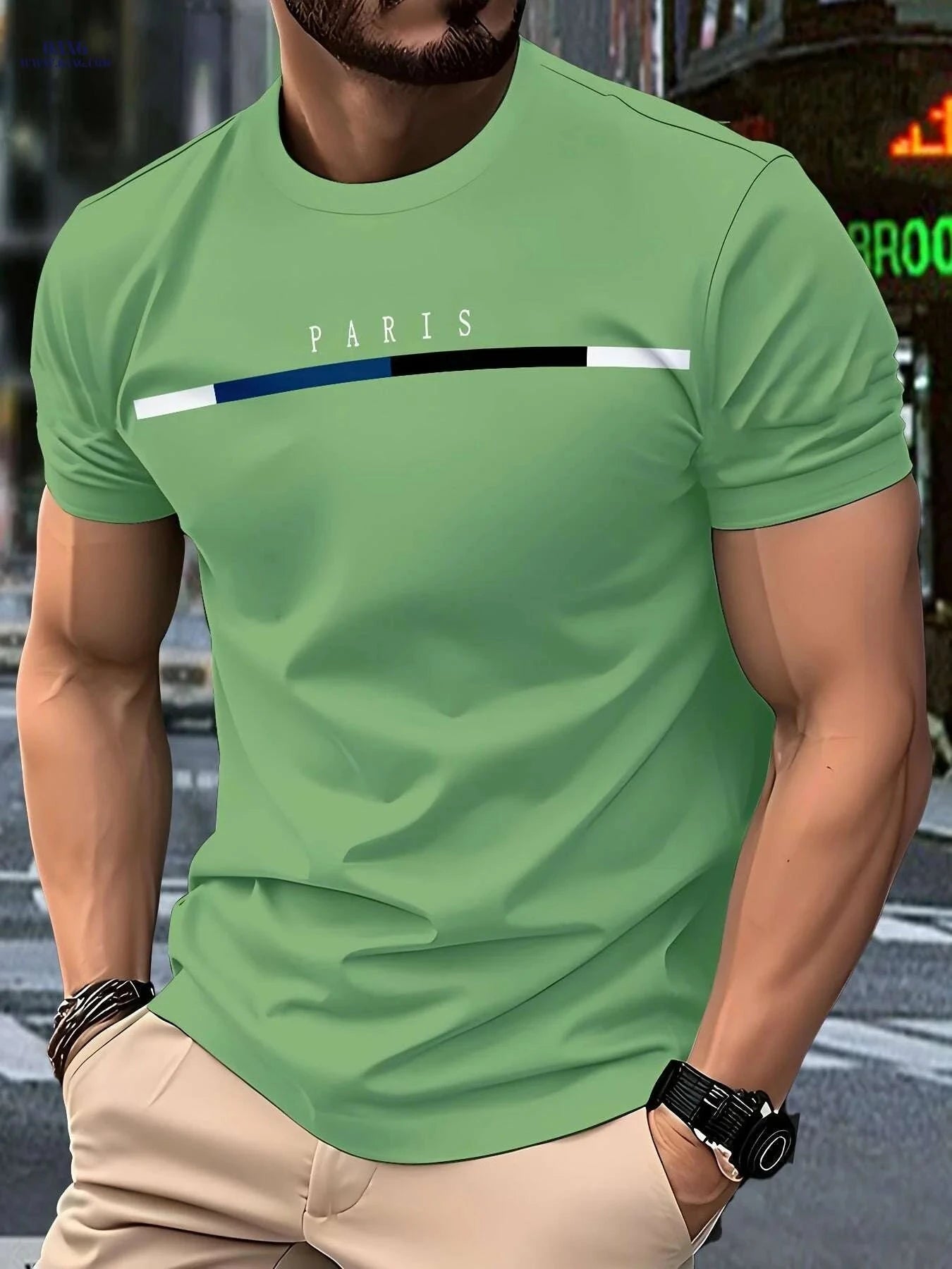 Men’s Casual Summer T-Shirt - Soft Stretch Polyester, Crew Neck   OAXG 