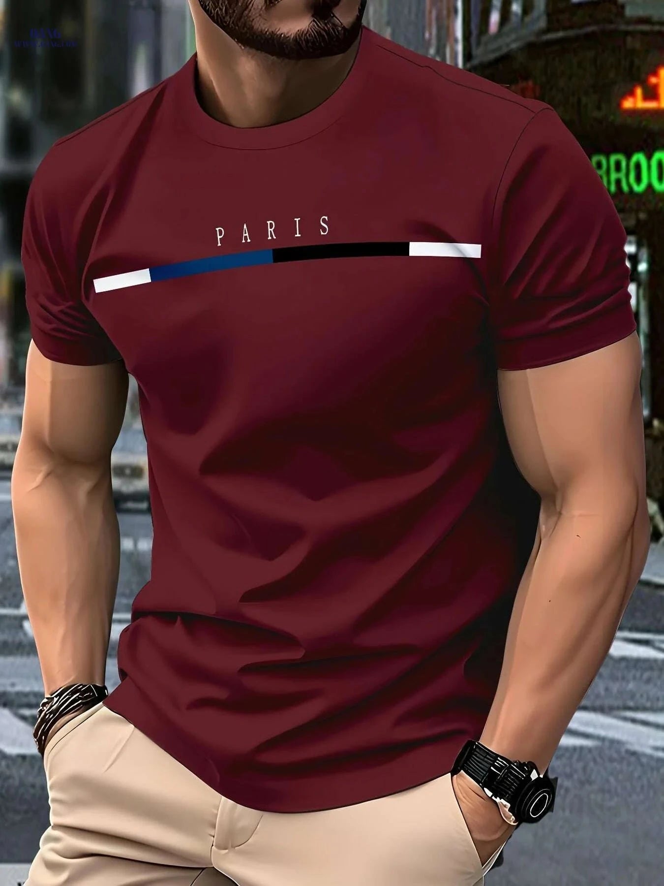 Men’s Casual Summer T-Shirt - Soft Stretch Polyester, Crew Neck   OAXG 