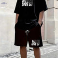 Men's Casual Summer Tracksuit - 'Never Give Up' T-Shirt & Shorts Set   OAXG 
