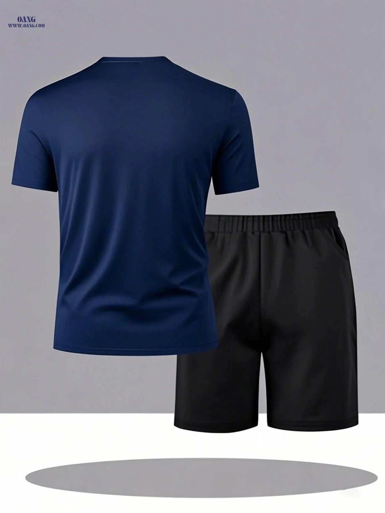 Men's Casual Summer Tracksuit - 'Never Give Up' T-Shirt & Shorts Set   OAXG Black / FR S