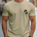 Men's Casual Surf-Inspired T-Shirt - Palm Tree Print, Short Sleeve Comfort   OAXG 