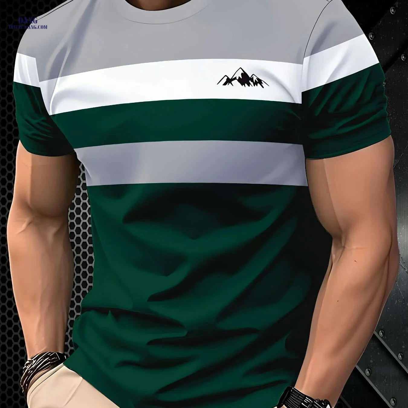 Men's Casual T-Shirt - 100% Polyester, Comfortable Round Neck Design   OAXG 