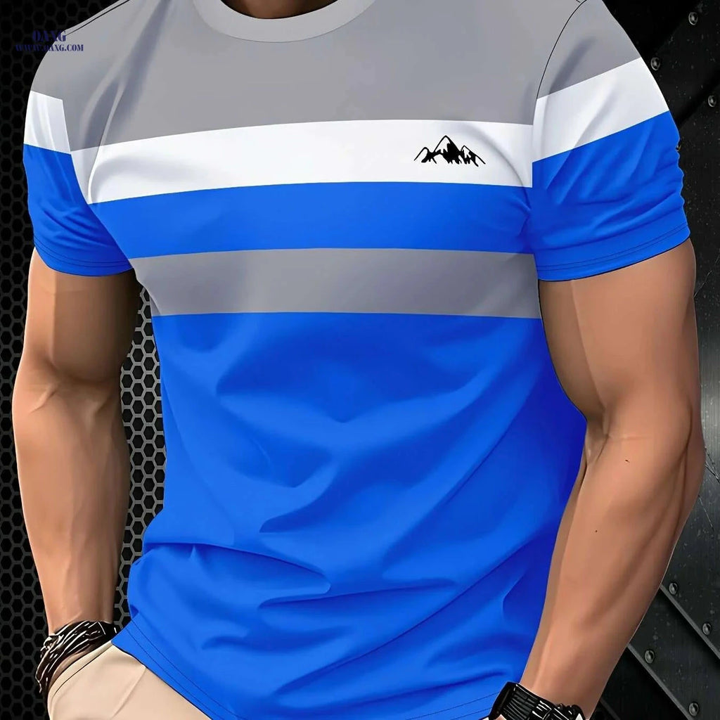 Men's Casual T-Shirt - 100% Polyester, Comfortable Round Neck Design   OAXG Blue / S