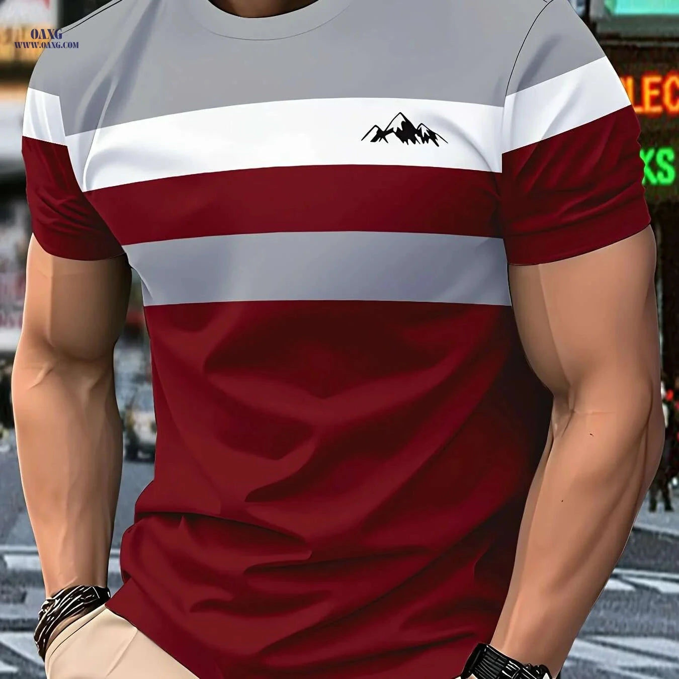 Men's Casual T-Shirt - 100% Polyester, Comfortable Round Neck Design   OAXG Blue / S