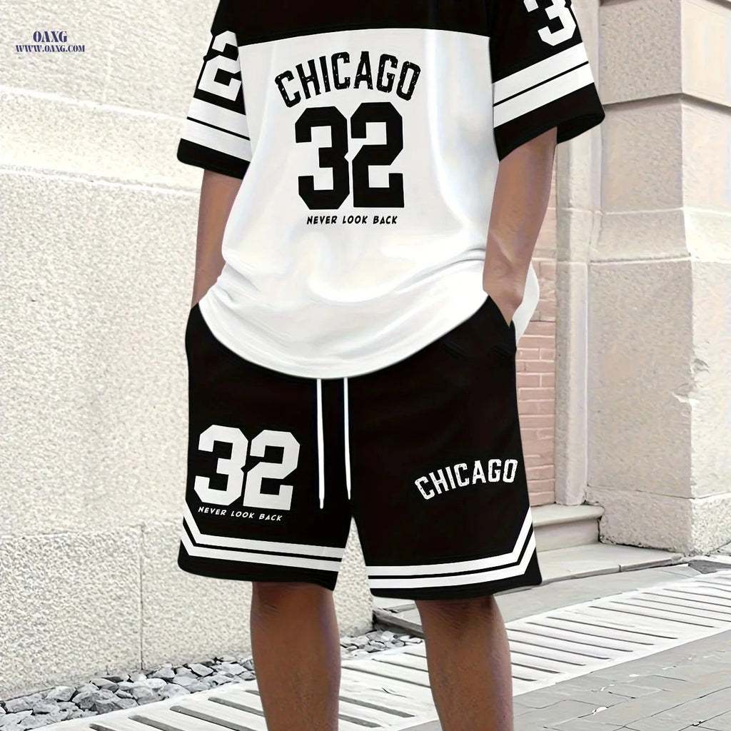 Men's Casual T-Shirt and Shorts Set - Breathable Crew Neck Style   OAXG 
