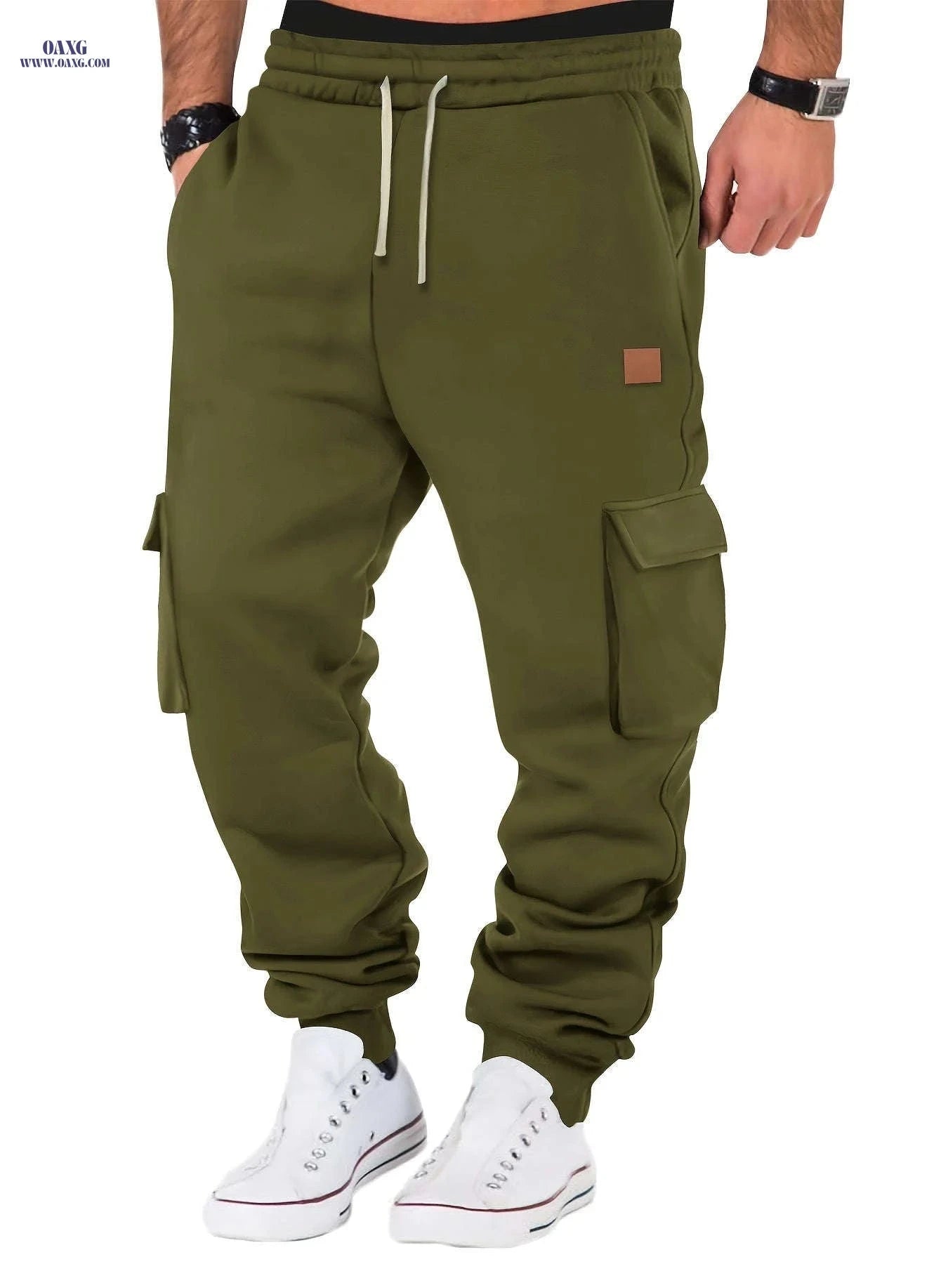 Men's Casual Thickened Warm Work Pants - Stylish Outdoor Sweatpants   OAXG Khaki / FR S