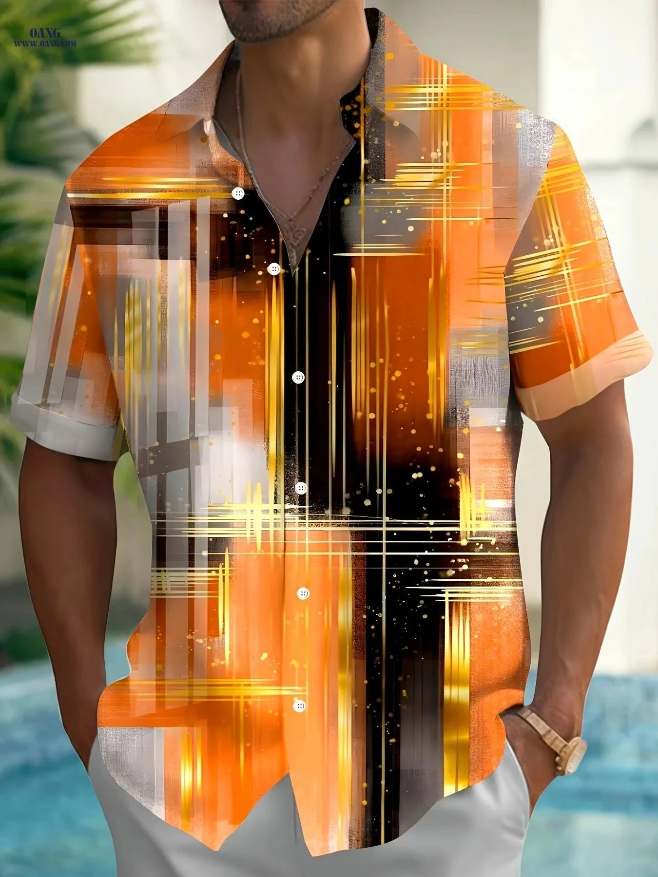 Men’s Casual Tie Dye Short Sleeve Shirt - Summer Vacation Style   OAXG Yellow / FR M