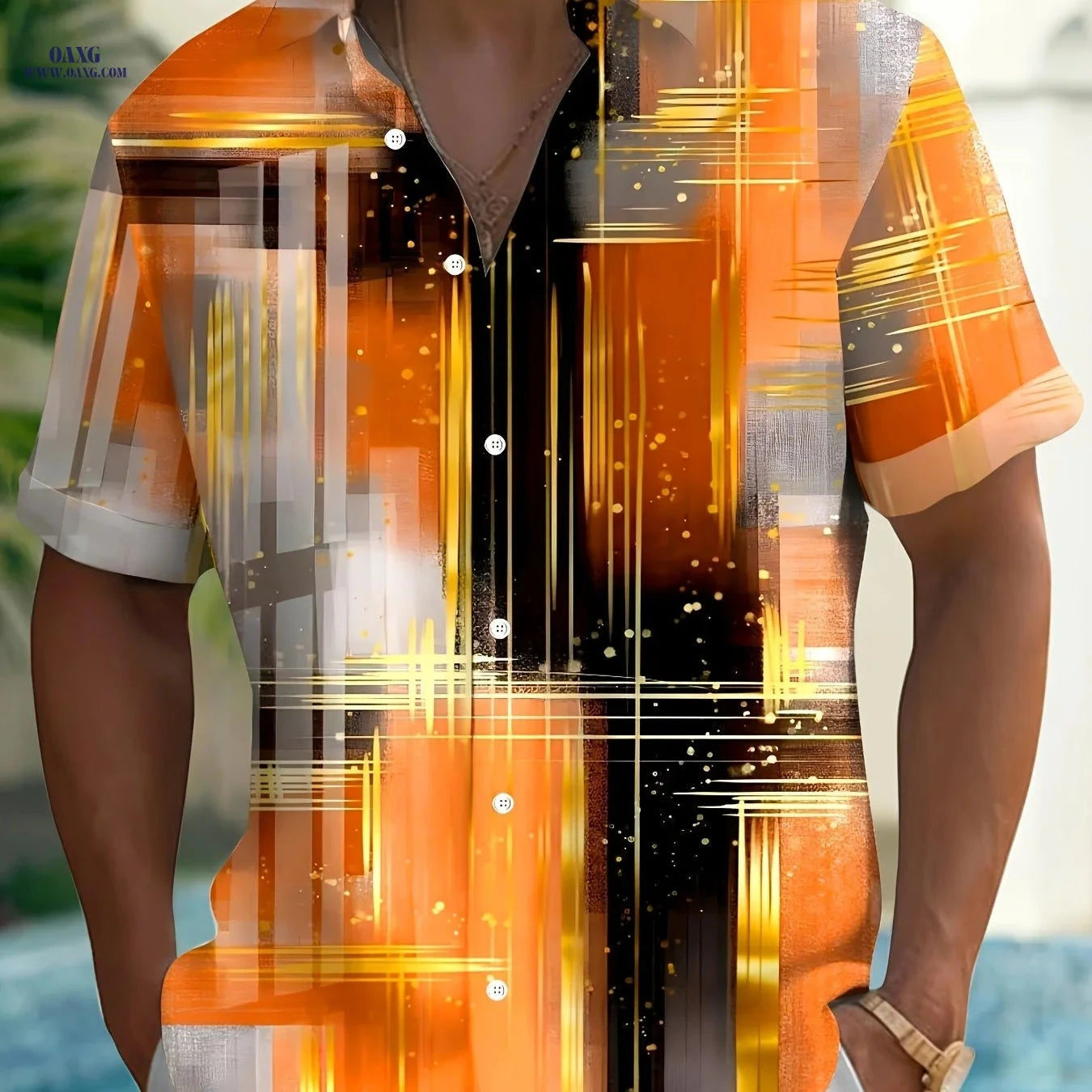 Men’s Casual Tie Dye Short Sleeve Shirt - Summer Vacation Style   OAXG Yellow / FR M