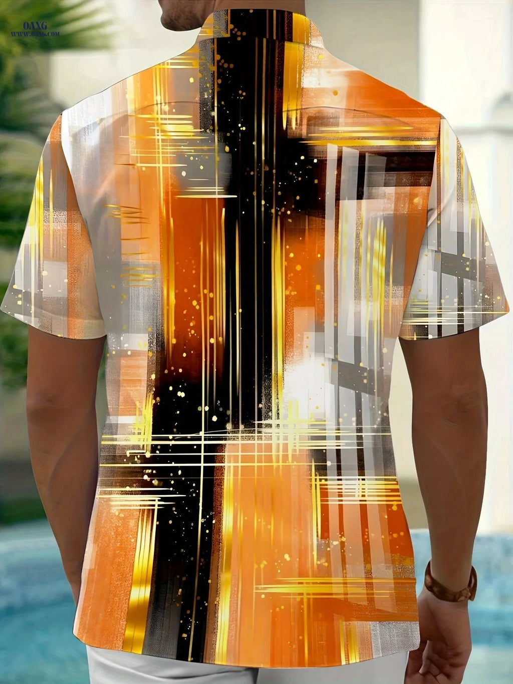 Men’s Casual Tie Dye Short Sleeve Shirt - Summer Vacation Style   OAXG Yellow / FR M