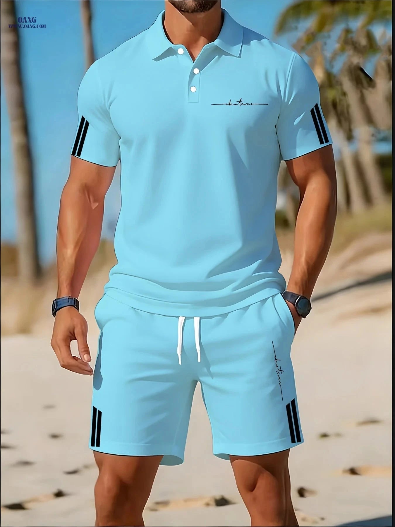 Men's Casual Two-Piece Golf Suit - Comfortable Summer Set   OAXG 