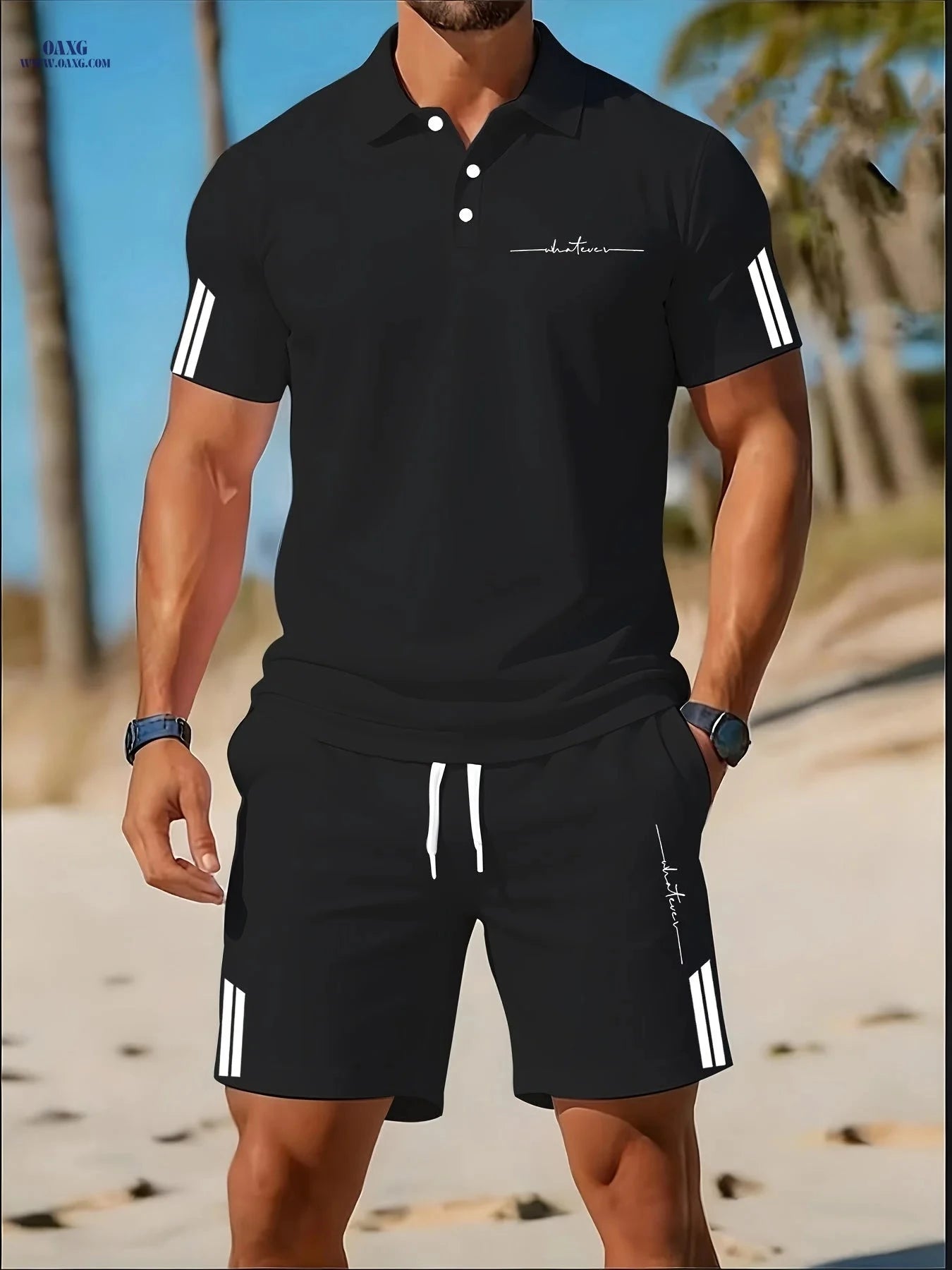 Men's Casual Two-Piece Golf Suit - Comfortable Summer Set   OAXG Grey / FR S