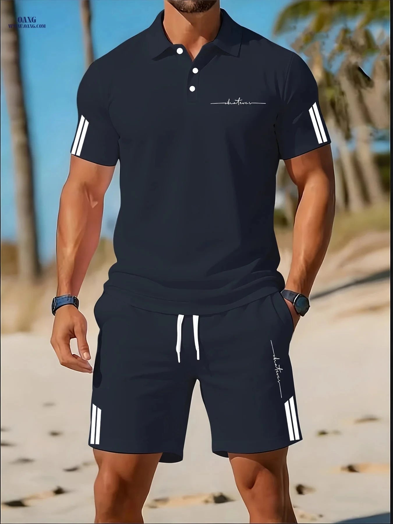 Men's Casual Two-Piece Golf Suit - Comfortable Summer Set   OAXG Grey / FR S