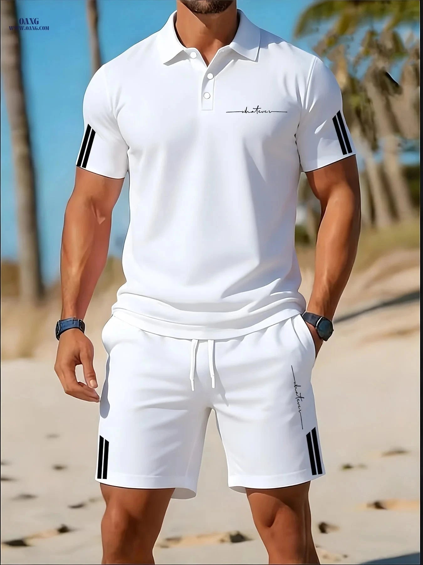 Men's Casual Two-Piece Golf Suit - Comfortable Summer Set   OAXG Grey / FR S