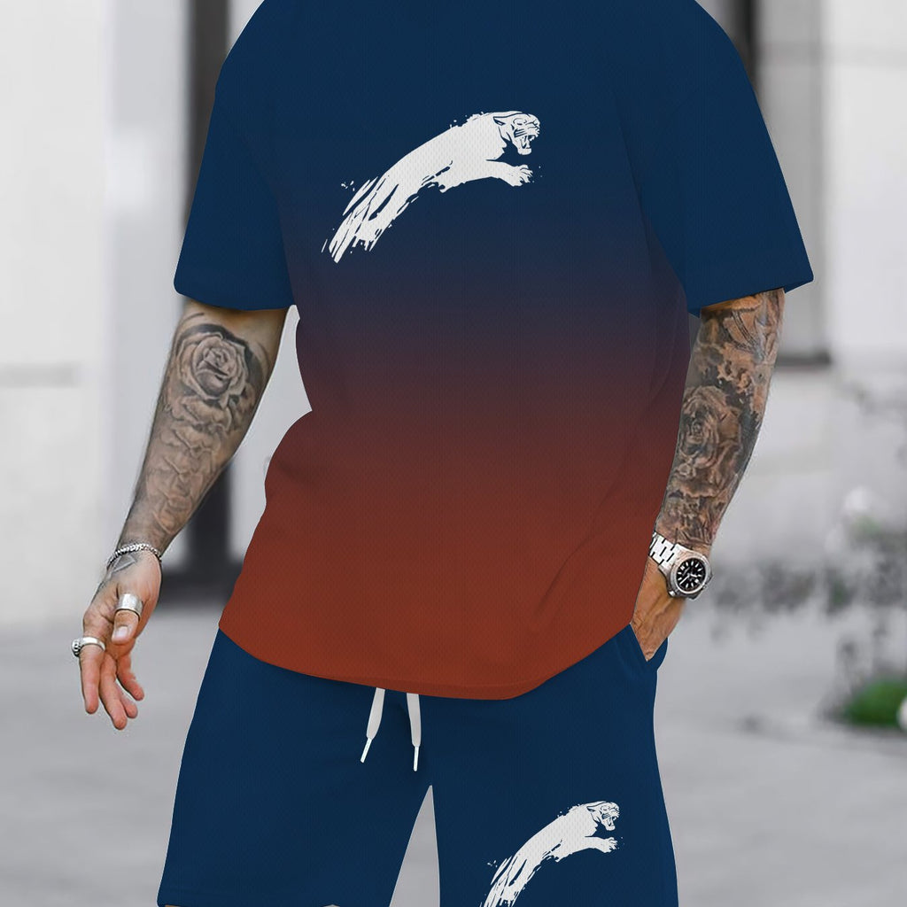 Men's Casual Two-Piece Set - All Over Print T-Shirt & Shorts   OAXG JXZ114-1 / FR S