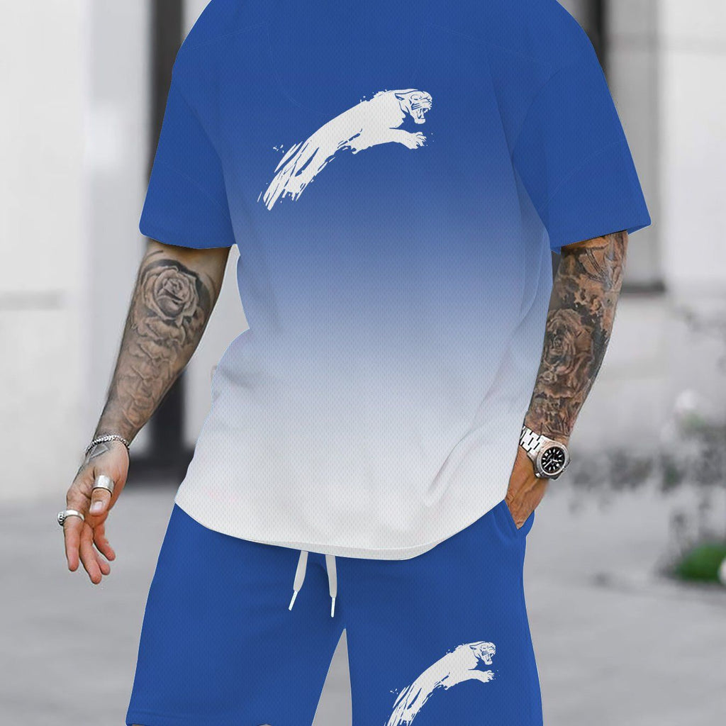 Men's Casual Two-Piece Set - All Over Print T-Shirt & Shorts   OAXG JXZ114-1 / FR S