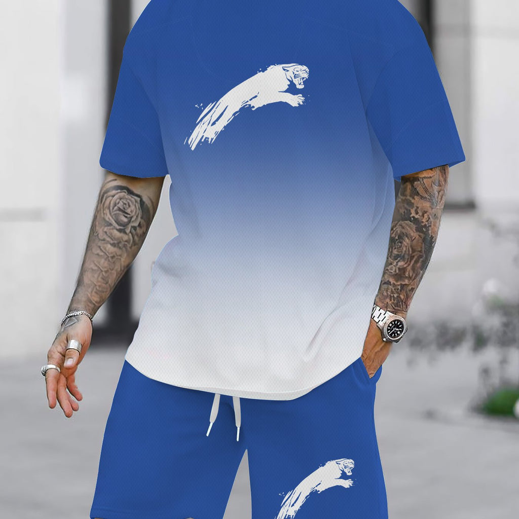 Men's Casual Two-Piece Set - All Over Print T-Shirt & Shorts   OAXG JXZ114-1 / FR S