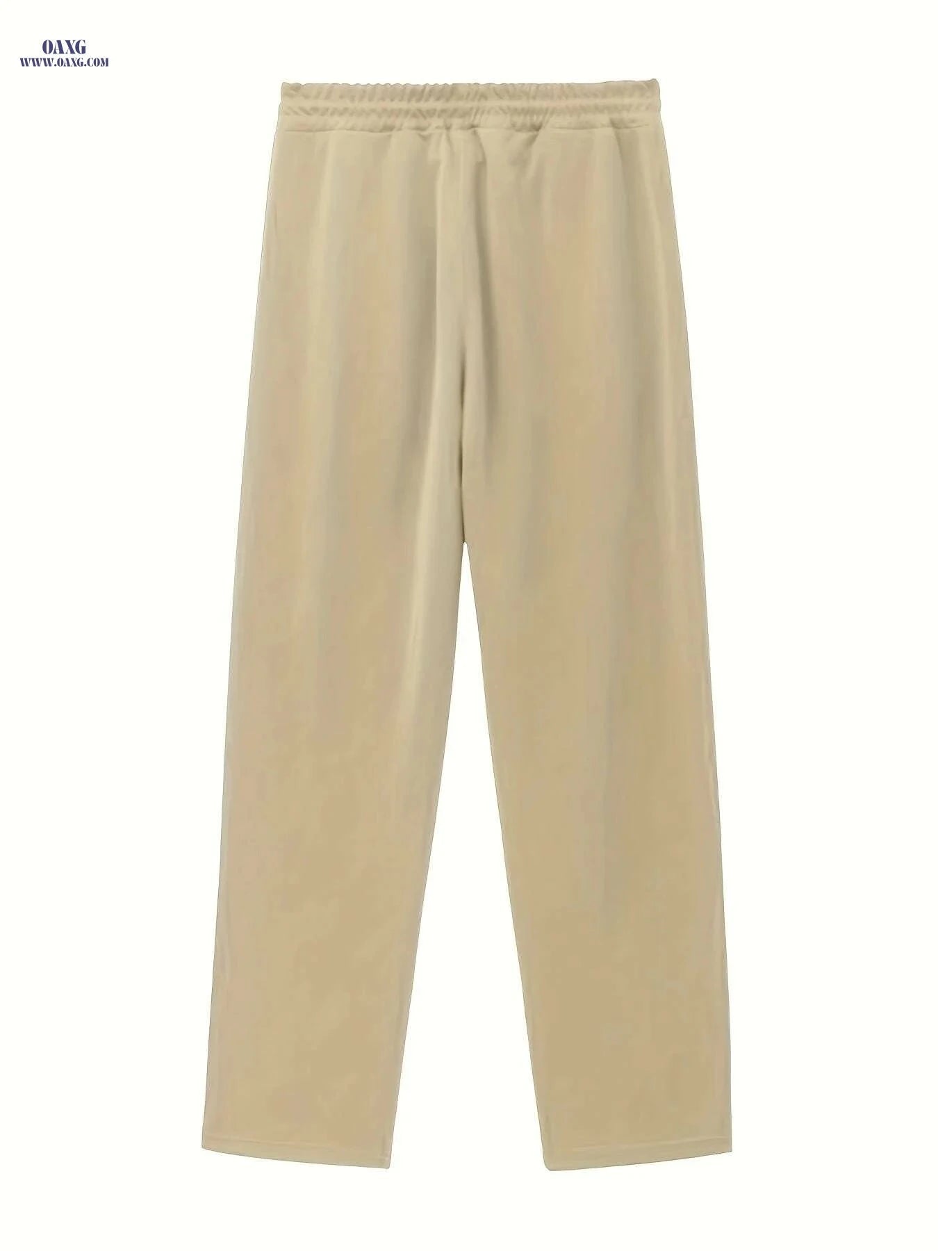 Men's Casual Two-Piece Set - Straight Pants with Belt & Pockets   OAXG 
