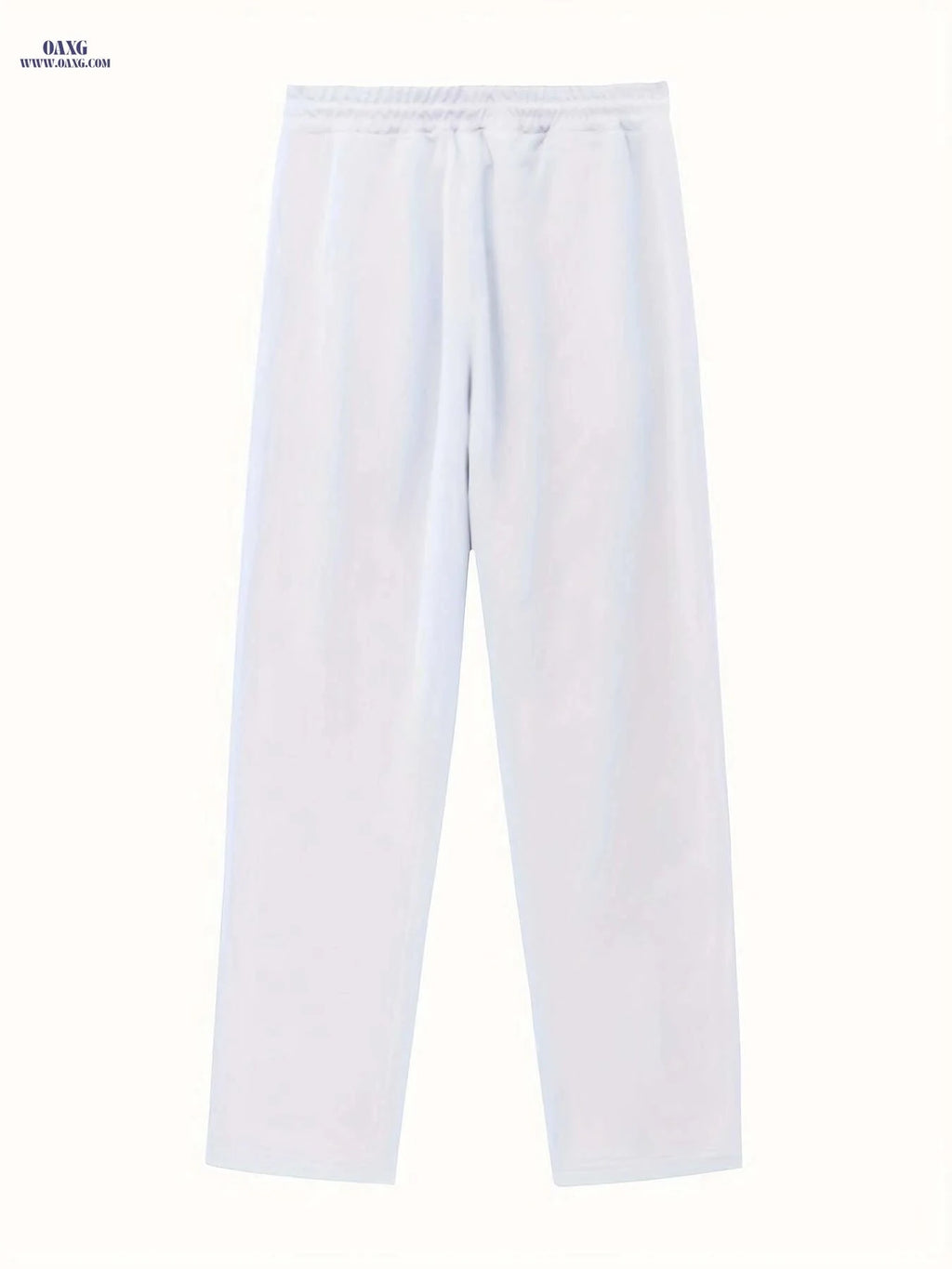 Men's Casual Two-Piece Set - Straight Pants with Belt & Pockets   OAXG White + Black / S