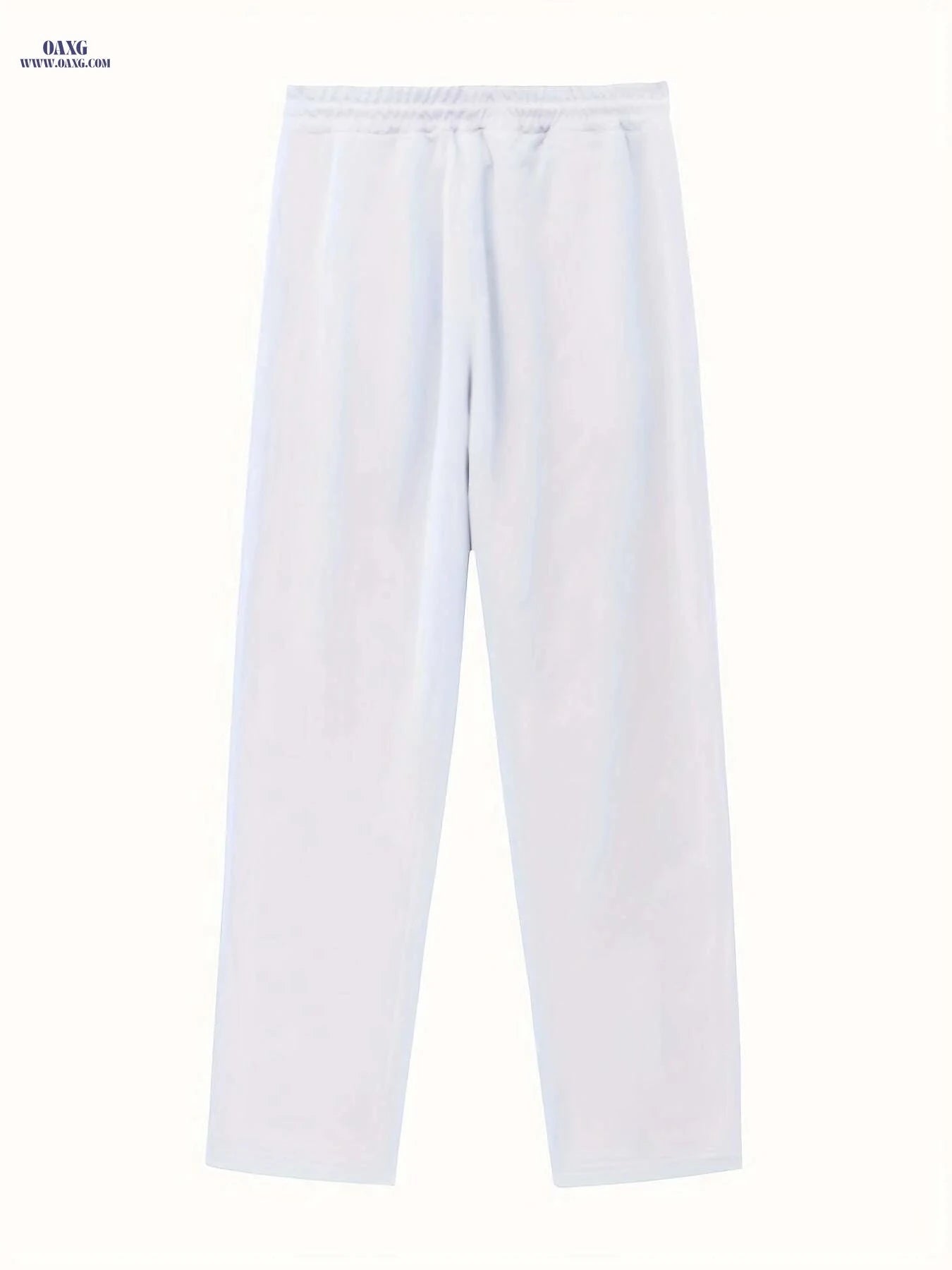 Men's Casual Two-Piece Set - Straight Pants with Belt & Pockets   OAXG White + Black / S