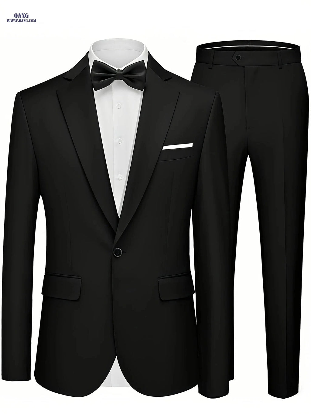 Men’s Casual Two-Piece Suit Set - Non-Stretch Fabric, Regular Fit   OAXG 