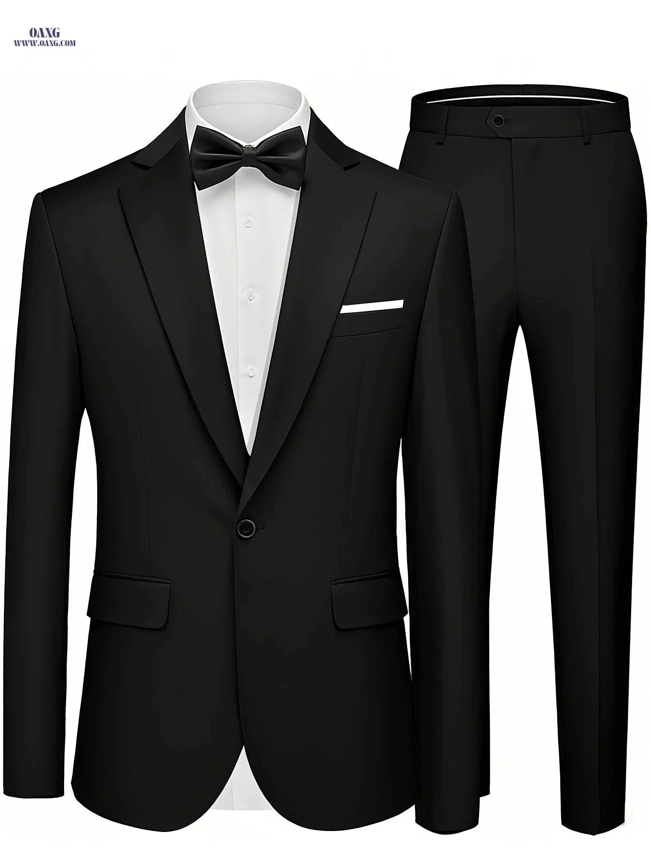 Men’s Casual Two-Piece Suit Set - Non-Stretch Fabric, Regular Fit   OAXG 