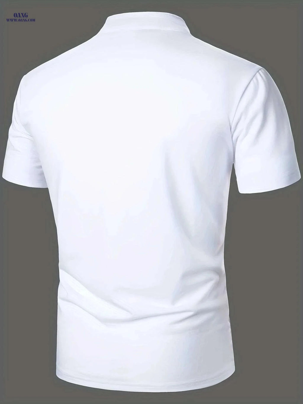 Men's Casual V-Neck Short Sleeve Shirt - Summer Polyester Style   OAXG White / S