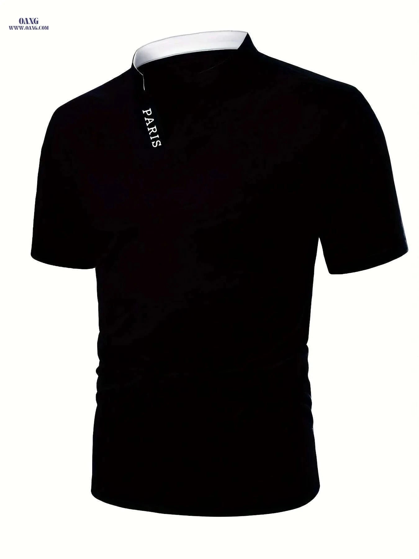 Men's Casual V-Neck Short Sleeve Shirt - Summer Polyester Style   OAXG White / S