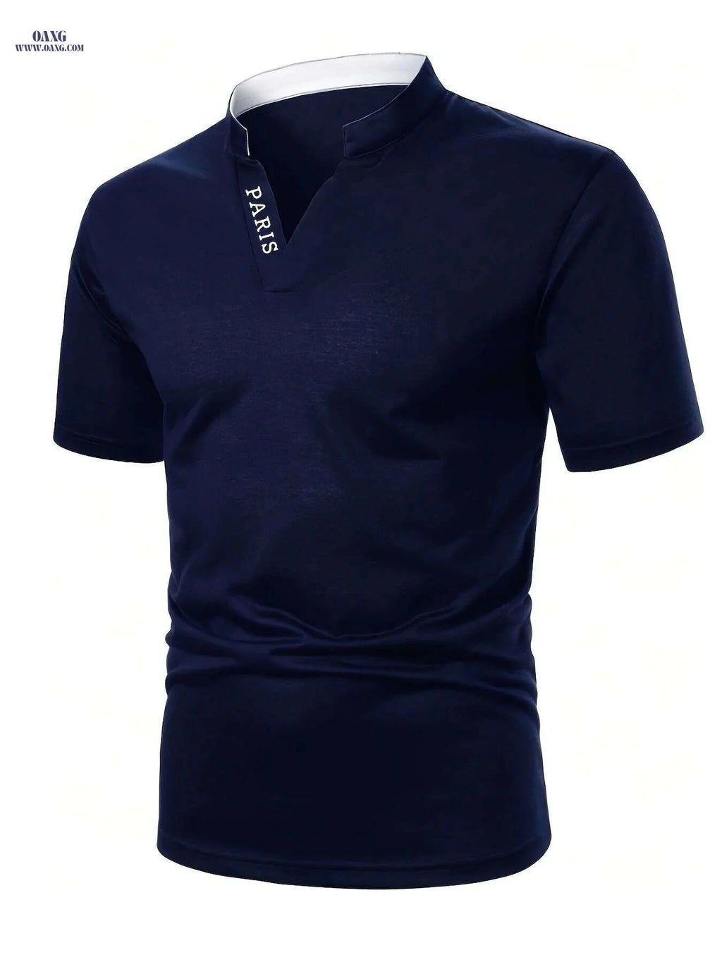 Men's Casual V-Neck Short Sleeve Shirt - Summer Polyester Style   OAXG White / S
