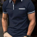 Men's Casual Vintage Lapel Short Sleeve Shirt - Fit for Fitness & Golf   OAXG 