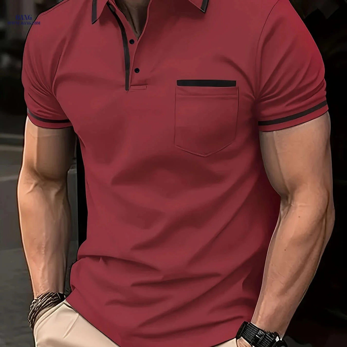 Men's Casual Vintage Lapel Short Sleeve Shirt - Fit for Fitness & Golf   OAXG 
