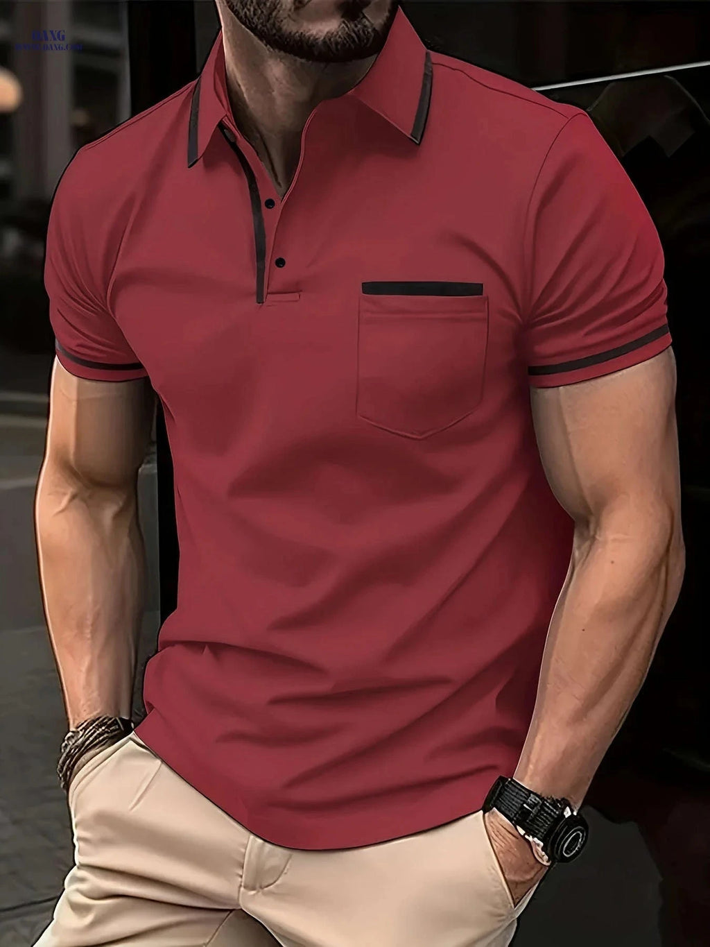 Men's Casual Vintage Lapel Short Sleeve Shirt - Fit for Fitness & Golf   OAXG 