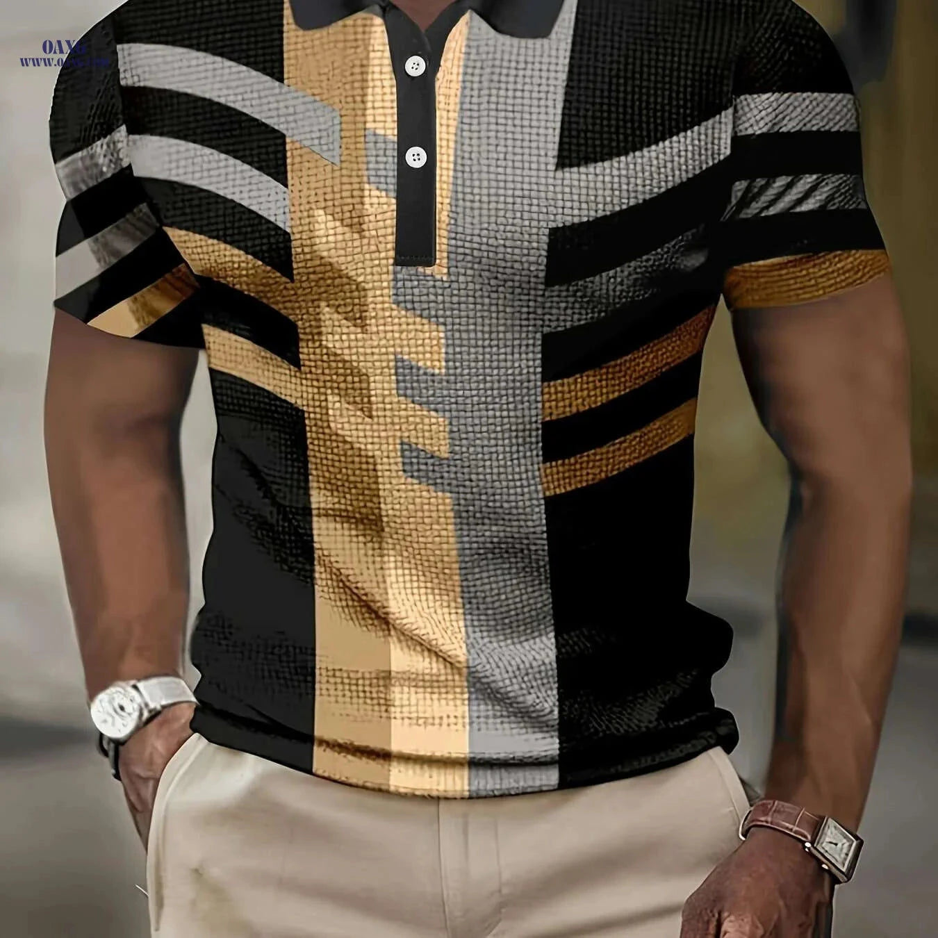 Men's Casual Vintage Style Lapel Shirt - Short Sleeve Fitness Top   OAXG Sea Blue / M