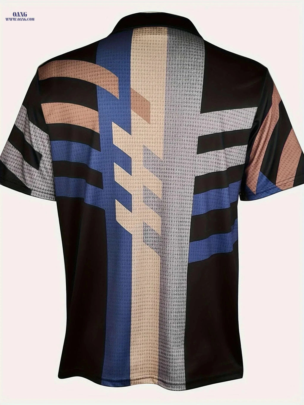 Men's Casual Vintage Style Lapel Shirt - Short Sleeve Fitness Top   OAXG Sea Blue / M