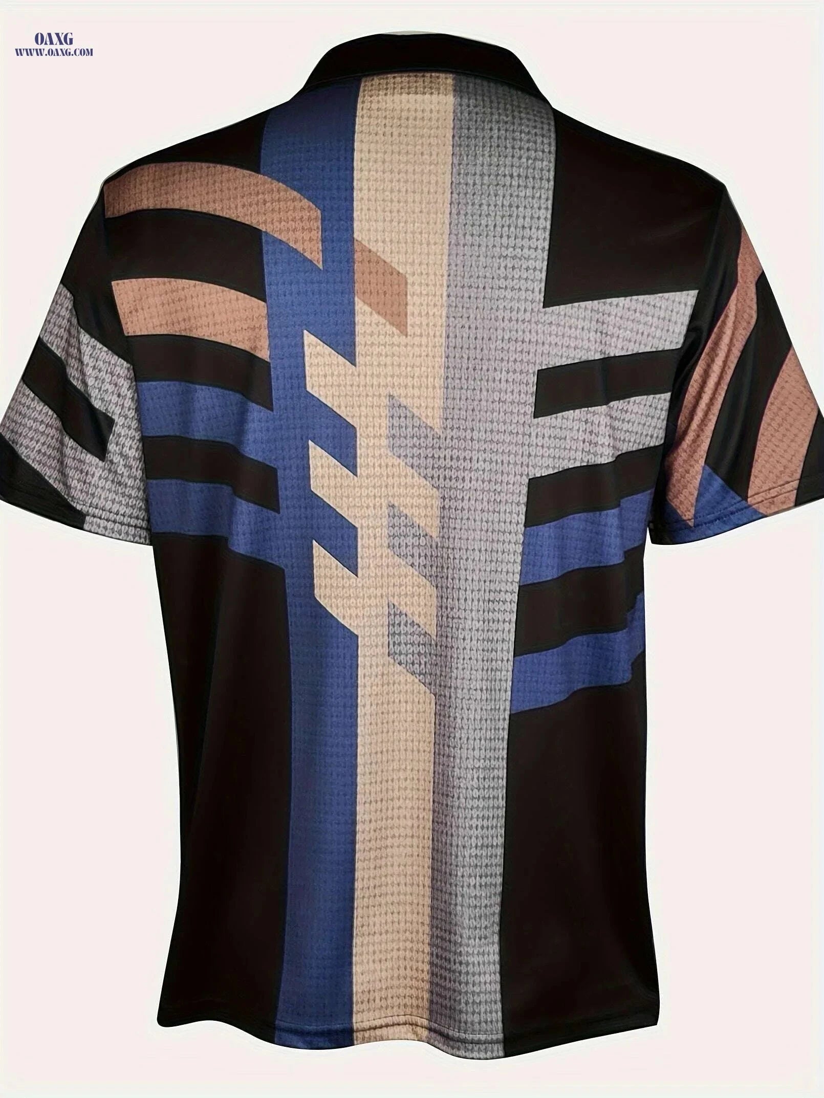 Men's Casual Vintage Style Lapel Shirt - Short Sleeve Fitness Top   OAXG Sea Blue / M