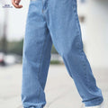 Men's Casual Wide-Leg Jeans - Light Wash, Medium Stretch, Regular Fit   OAXG Light Blue / FR S