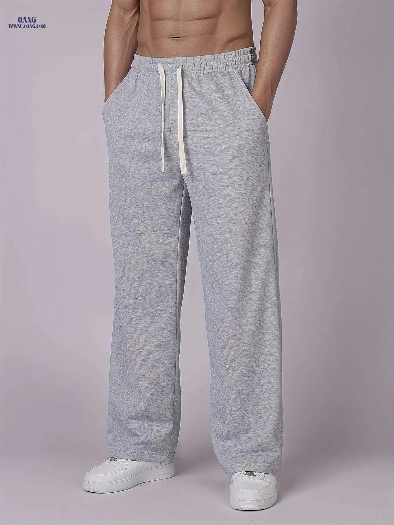Men's Casual Wide-Leg Outdoor Pants - Machine Washable for Hiking   OAXG Light Grey / FR S