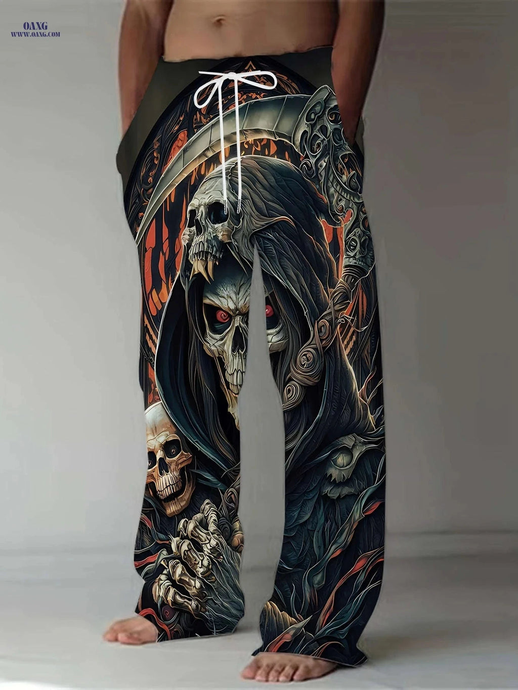 Men's Casual Wide-Leg Pants - Trendy 3D Prints for Vintage Style   OAXG Black / FR M