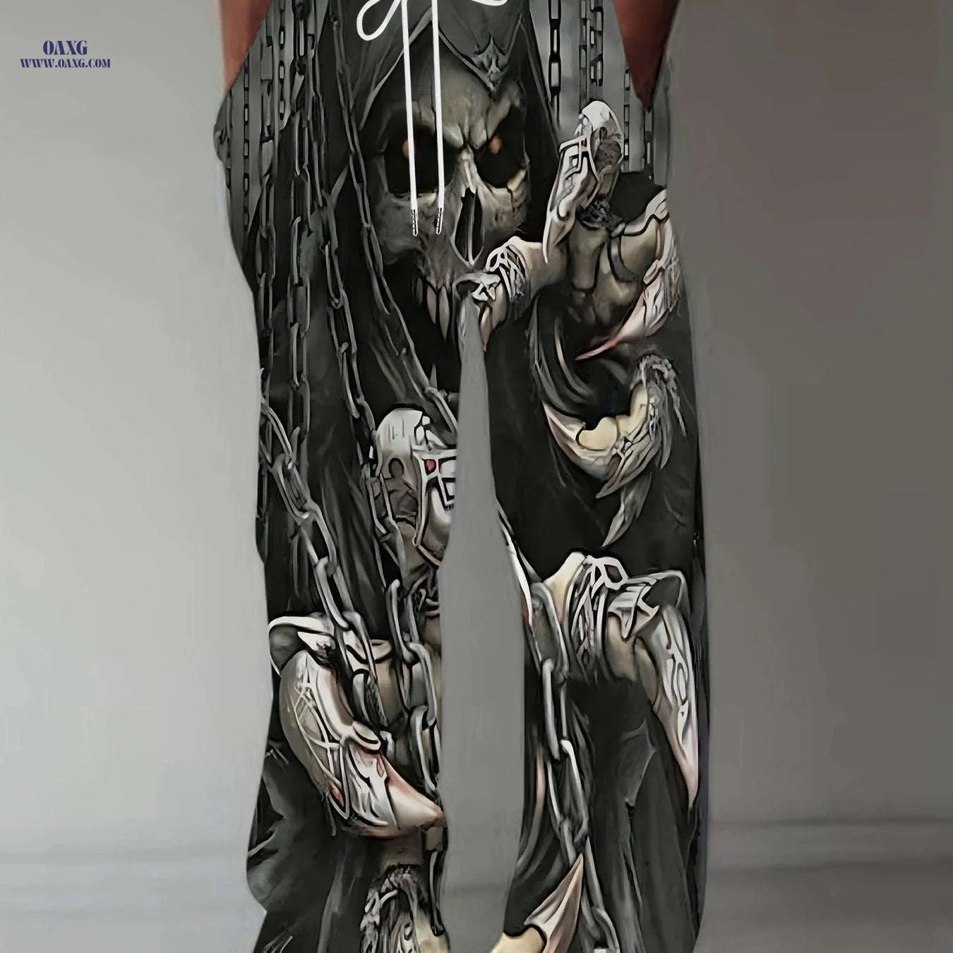 Men's Casual Wide-Leg Pants - Trendy 3D Prints for Vintage Style   OAXG Black / FR M