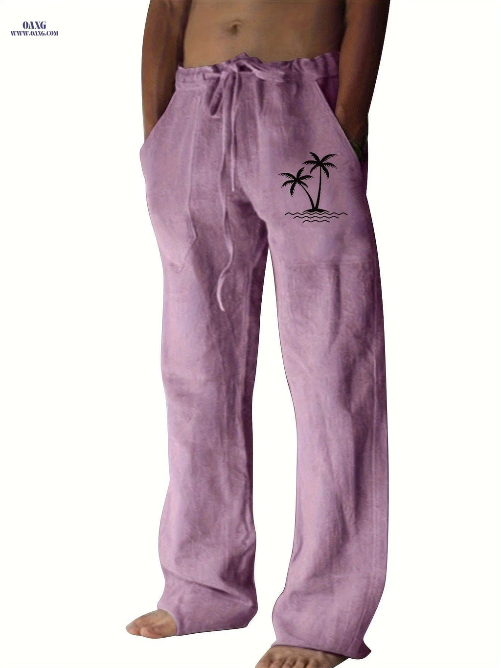 Men's Casual Wide-Leg Pants - Tropical Print for Sunny Vacations   OAXG 