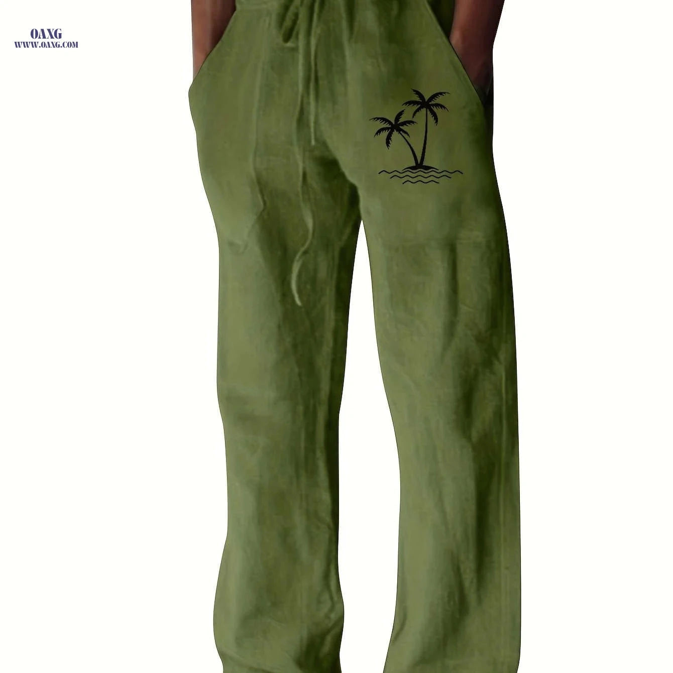 Men's Casual Wide-Leg Pants - Tropical Print for Sunny Vacations   OAXG 