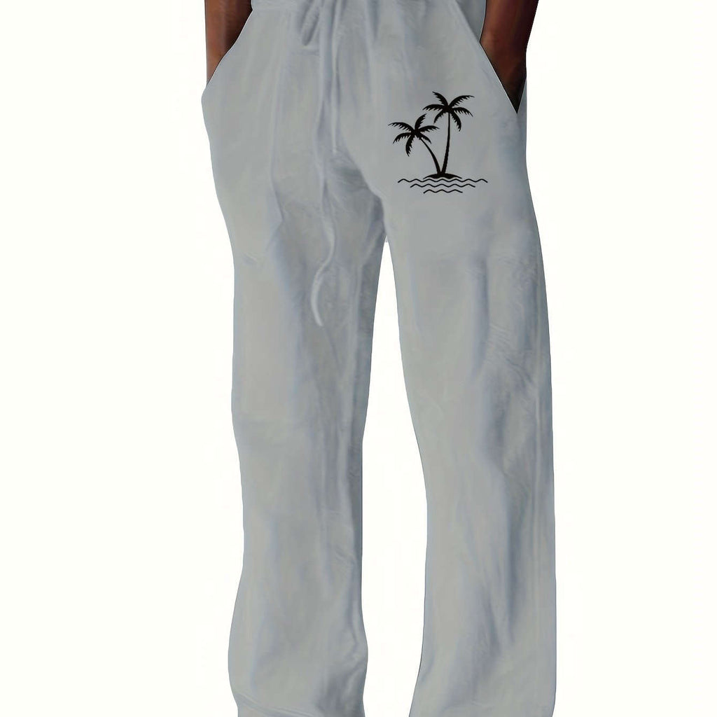 Men's Casual Wide-Leg Pants - Tropical Print for Sunny Vacations   OAXG White / FR S