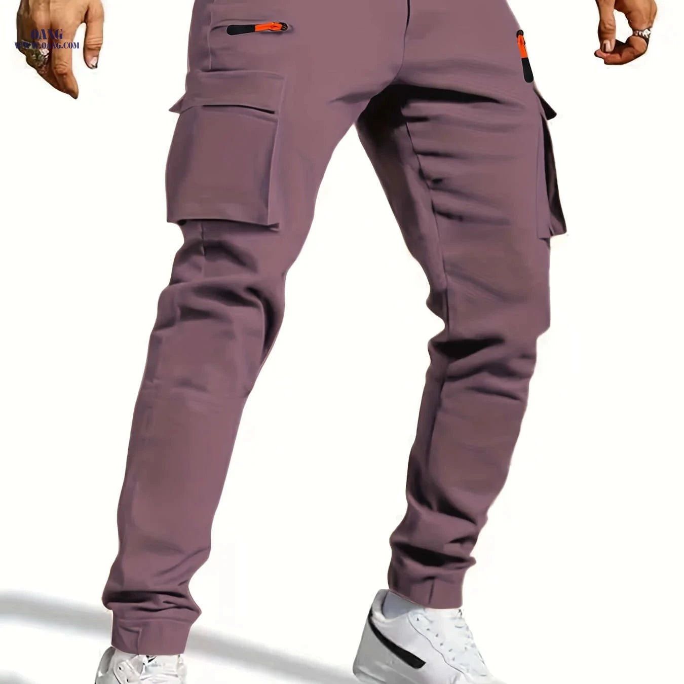 Men's Casual Work Pants - Slim Fit, Multi-Pocket, Black Color   OAXG 