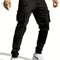 Men's Casual Work Pants - Slim Fit, Multi-Pocket, Black Color   OAXG Black / FR S