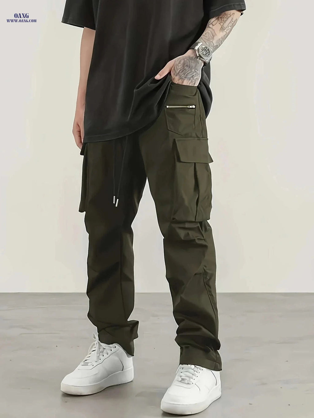 Men's Casual Work Pants - Sporty Loose Fit for Spring & Autumn   OAXG 