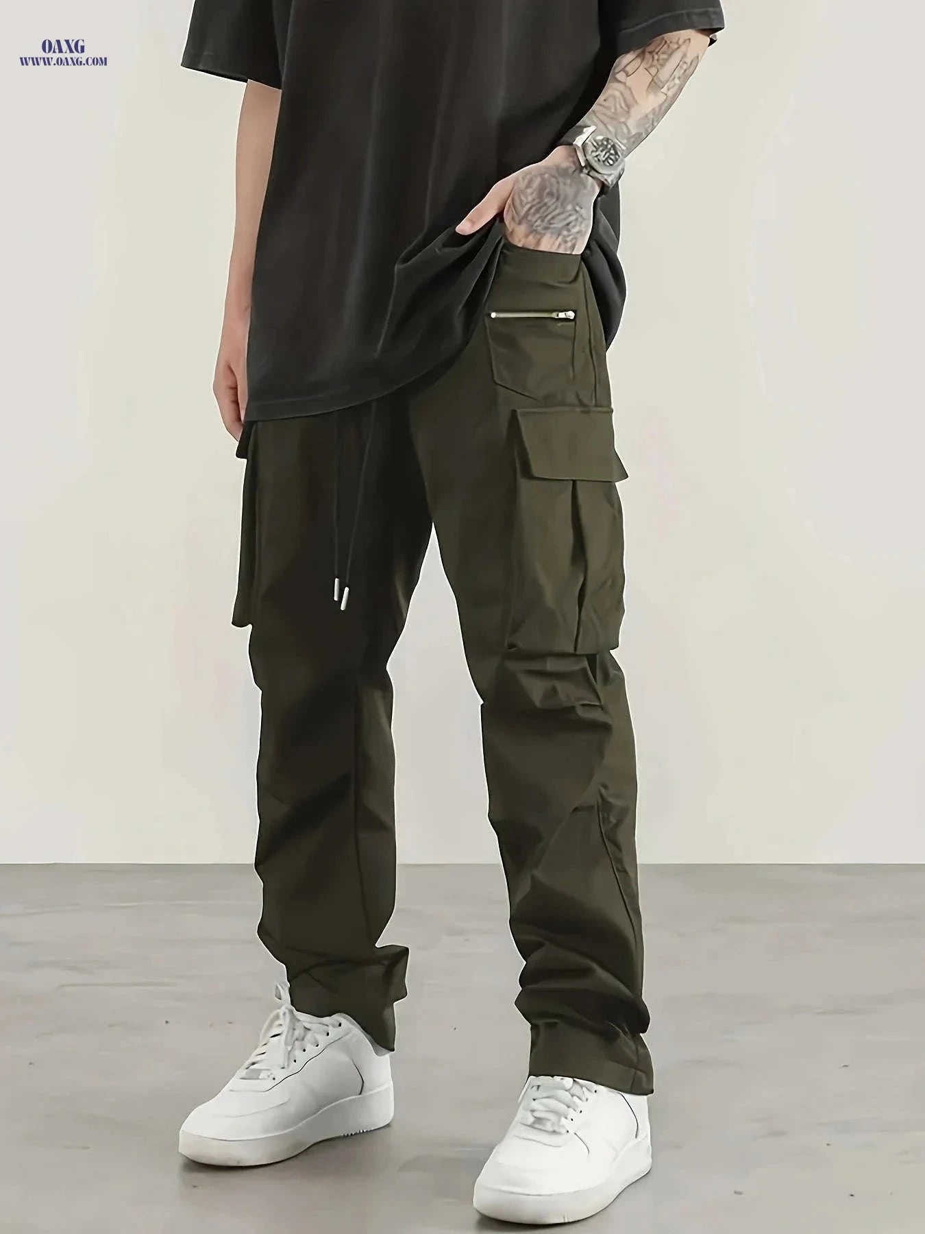 Men's Casual Work Pants - Sporty Loose Fit for Spring & Autumn   OAXG 